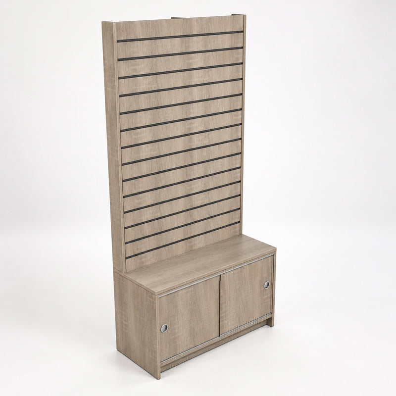 Slatwall Unit with Base Cupboard, 100cm wide