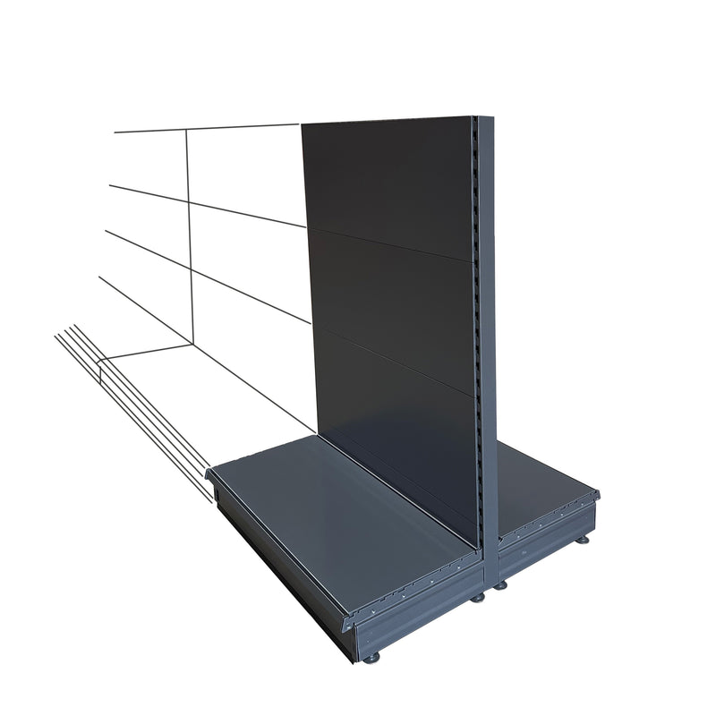 Dark Grey K50 Shelving Gondola - add-on bay - 37cm deep base with plain back panels