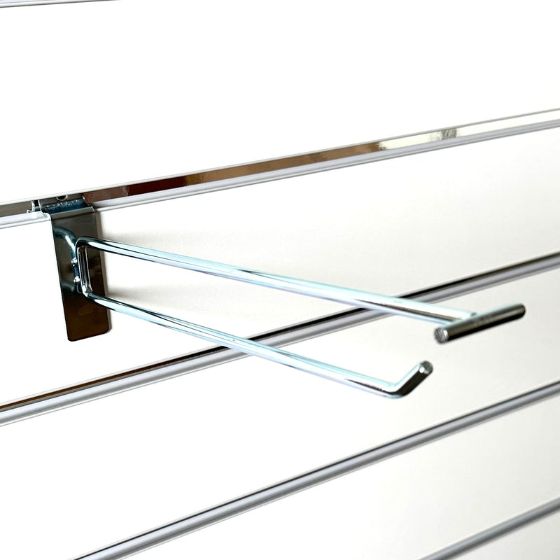 Single prong slatwall hook with overhead arm 30cm