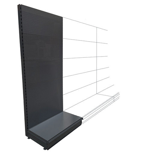 Add-on K50 shop shelving wall bay - dark grey - with peg / perforated back panels