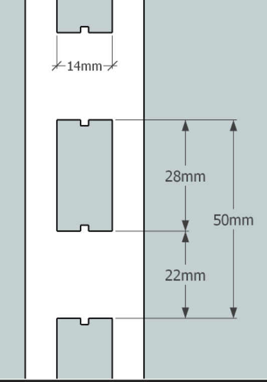 D Rail 66.5cm - for 50mm slot pitch column