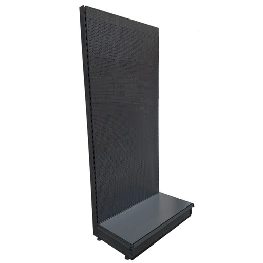  K50 shop shelving wall bay - dark grey - with peg / perforated back panels