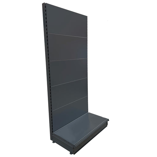 K50 shop shelving wall bay - dark grey - plain back panels and 57cm deep base shelf 