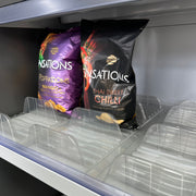 Ridge tray shelf organiser for snacks & crisps