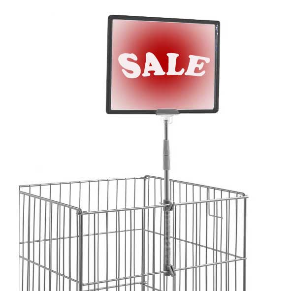 Adjustable A4 Sign Holder for Wire Dump Bins — KAS Shopfittings