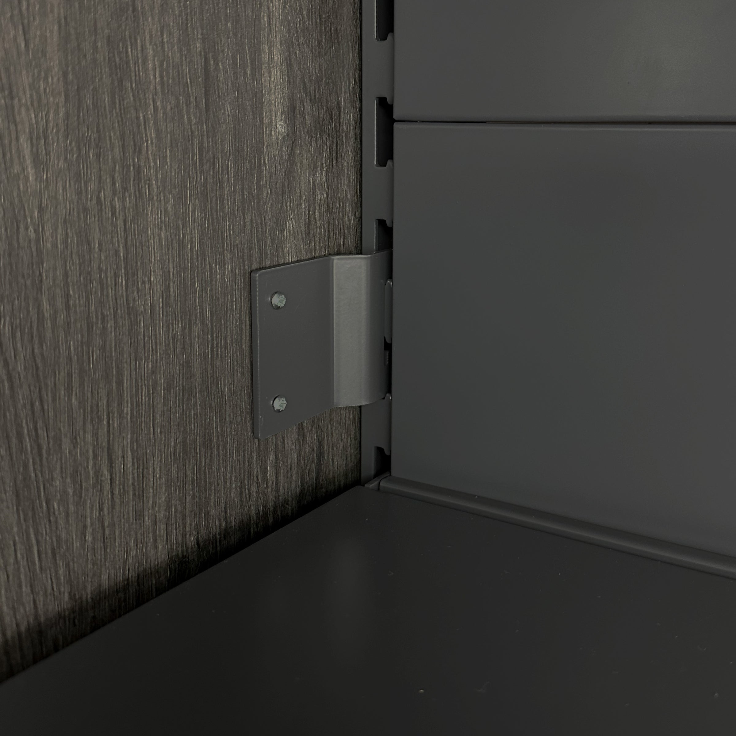 Universal End Panel Fixing Bracket - Dark Grey — KAS Shopfittings