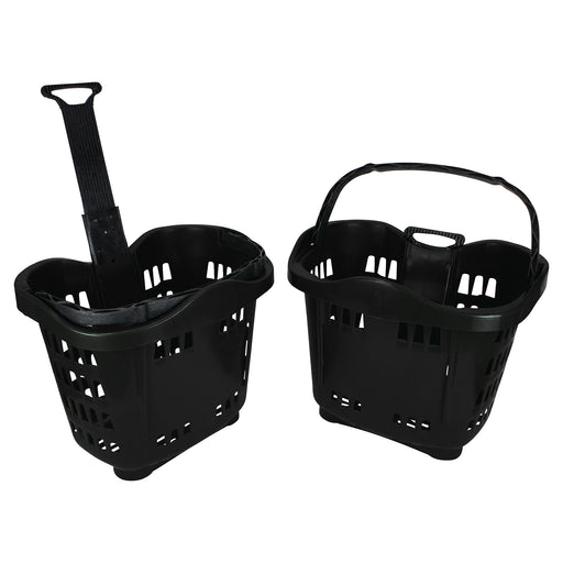 Wheeled Shopping Basket Black