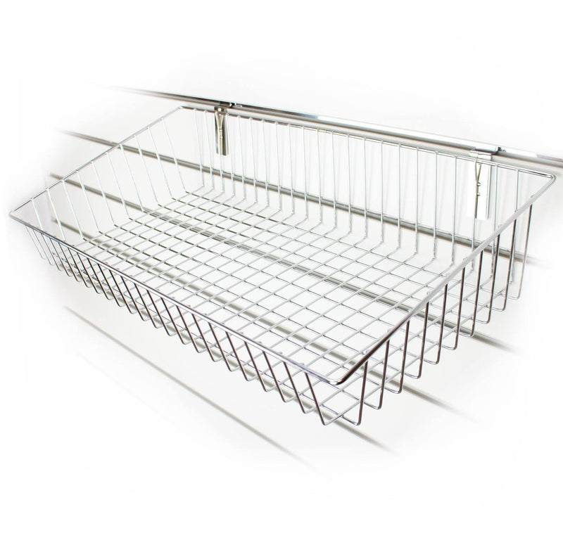 Large Sloping Wire Slatwall Basket - Chrome
