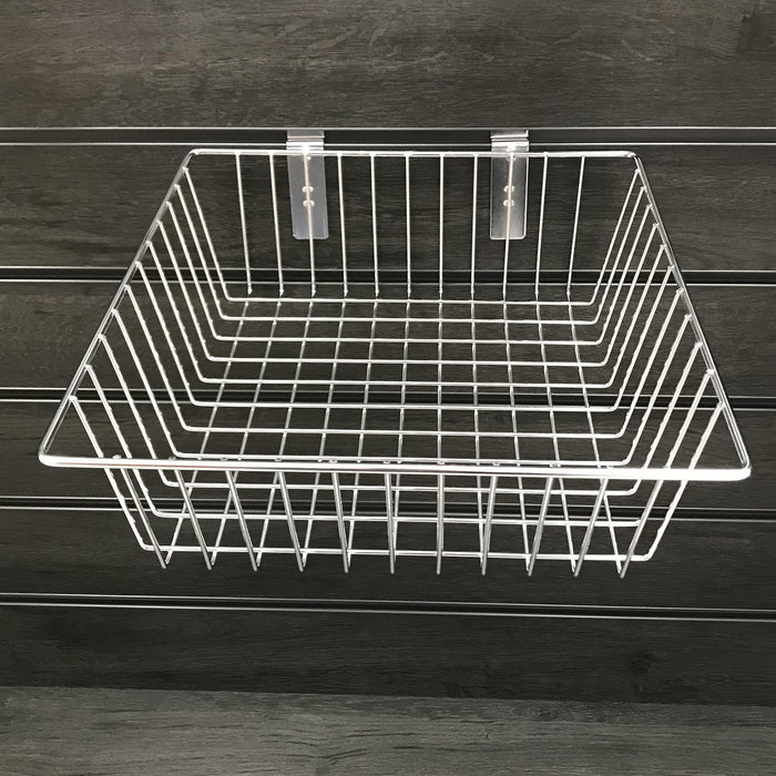 Wire basket for slatwall 30x30cm chrome finish