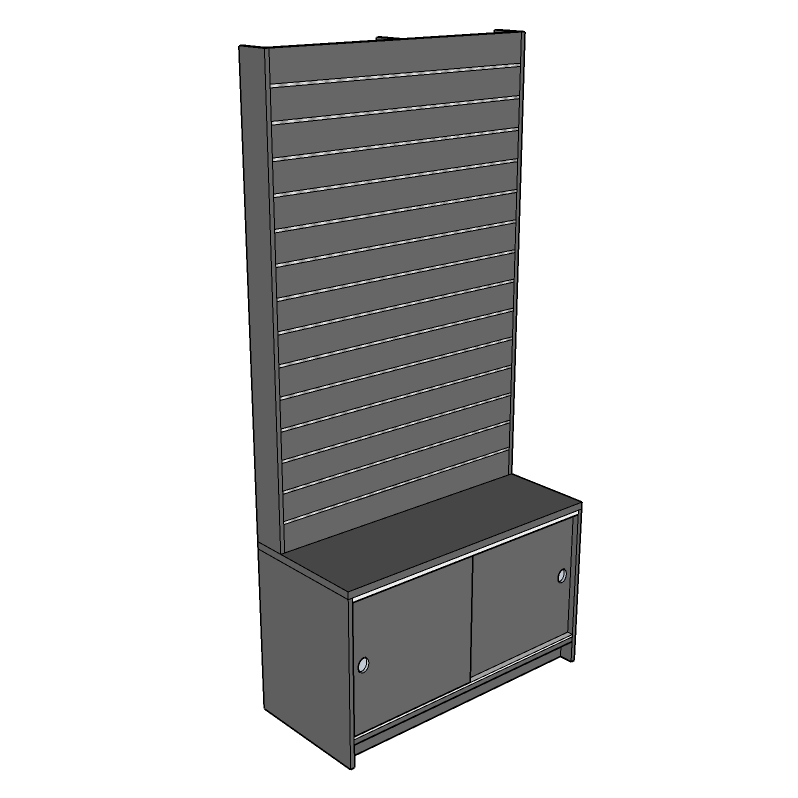 Slatwall Unit with Base Cupboard, 100cm wide