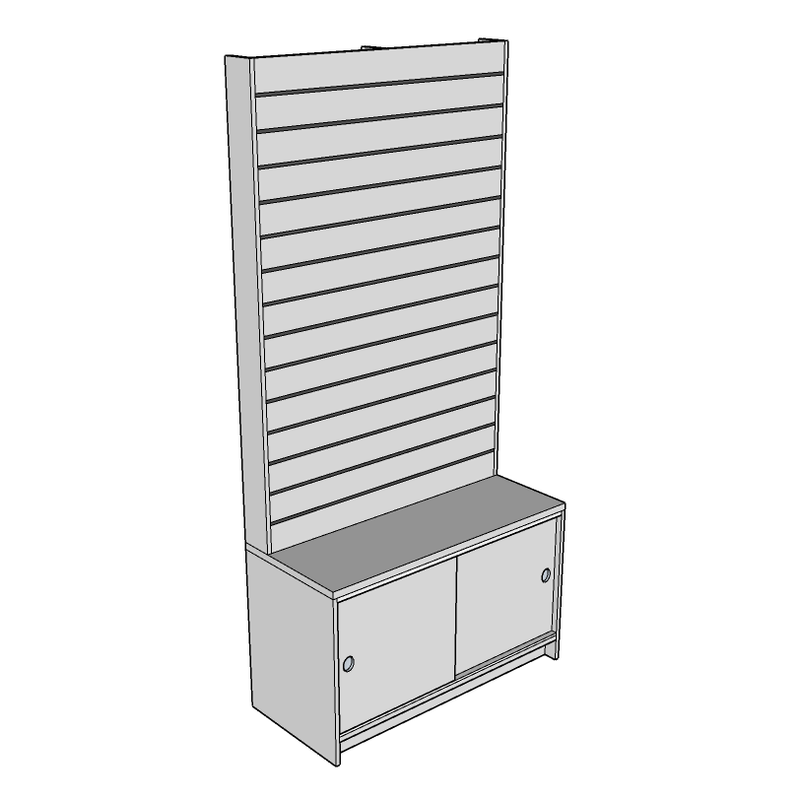 Slatwall Unit with Base Cupboard, 100cm wide