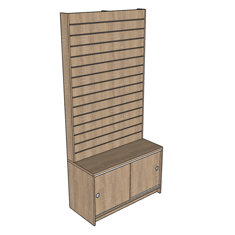 Slatwall Unit with Base Cupboard, 100cm wide