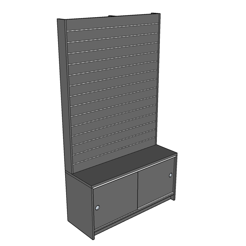 Slatwall Unit with Base Cupboard, 120cm wide