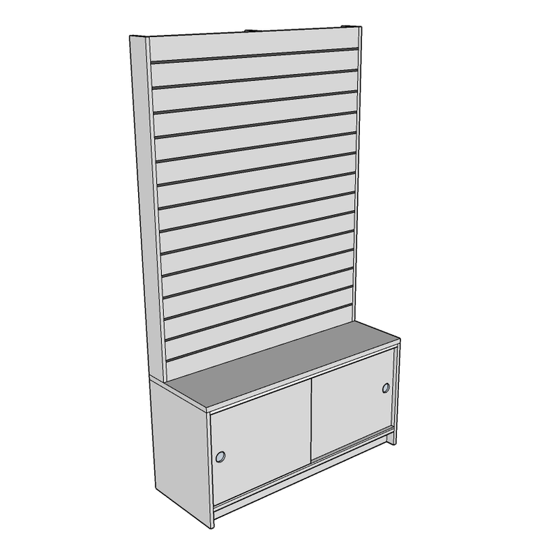 Slatwall Unit with Base Cupboard, 120cm wide