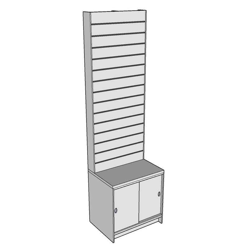 Slatwall Unit with Base Cupboard, 60cm wide