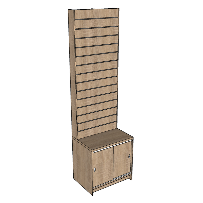Slatwall Unit with Base Cupboard, 60cm wide