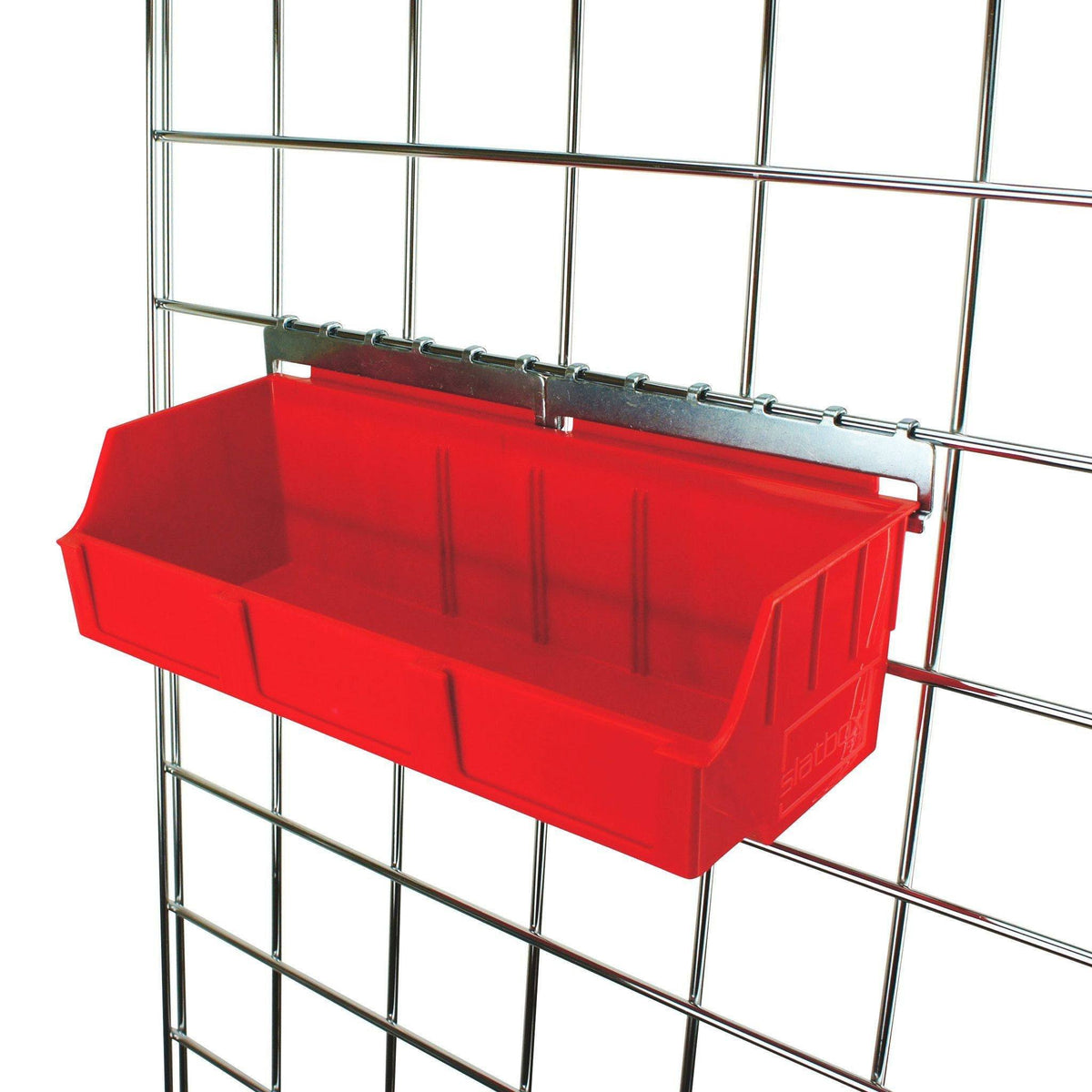 Slatbox Storbox Wide for grid panel Red — KAS Shopfittings
