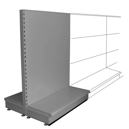 Low height S50 shelving gondola extension bay in silver grey