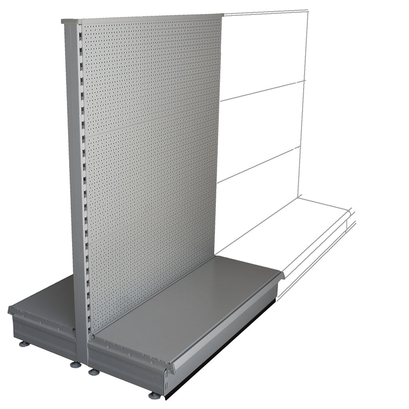 Silver Grey add-on gondola bay 1.3m tall with peg panel backing.