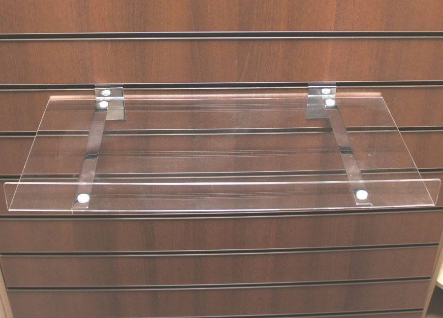 Reversible Acrylic L-Shelf on Chrome Brackets - 60 x 20cm