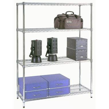 4 Shelf Chrome Shelving Unit - 122 wide x 46 deep x 122cm high