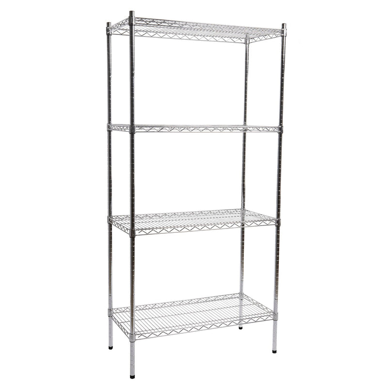 4 Shelf Chrome Shelving Unit - 91.5 wide x 61 deep x 210cm high