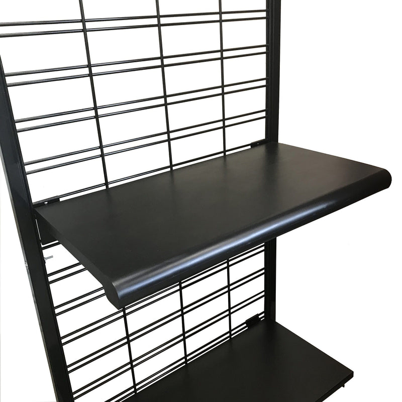Black Bullnose Shelf for Slatgrid with brackets