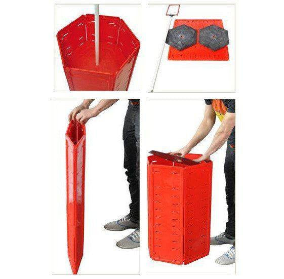 Hex Dump Bin With Sign Holder - Red