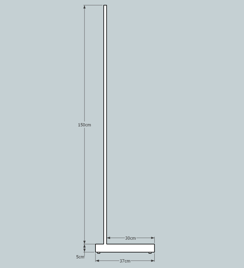 L Leg Heavy Duty 153cm high, single