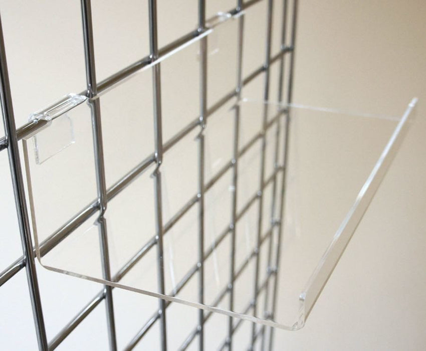 Acrylic Shelf with front lip, for grid panels