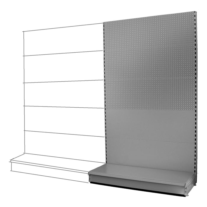 S50 Add-on Wall Bay - Mixed Peg & Plain Back Panels, 37cm deep base, Silver, Choice of widths & heights...