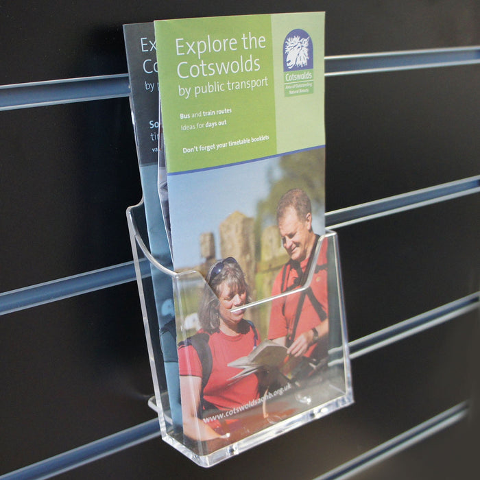 DL Size Single Tier Brochure/Leaflet Holder -  slatwall, counter-top or wall-fixed