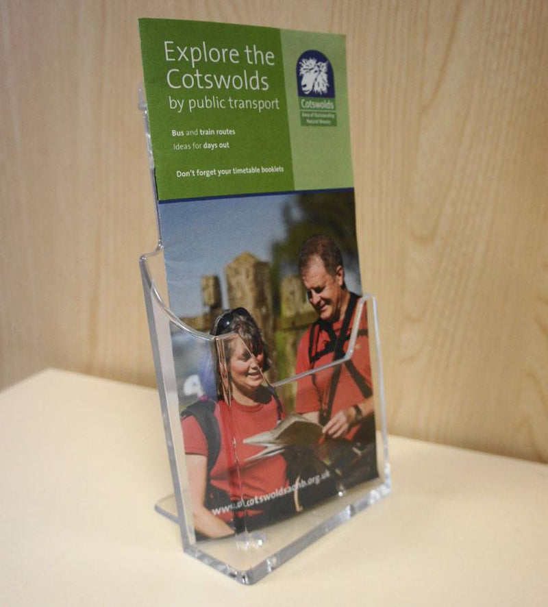 DL Size Single Tier Brochure/Leaflet Holder -  slatwall, counter-top or wall-fixed
