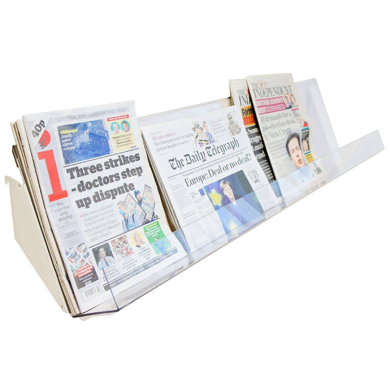 Newspaper Shelf for K50, 125cm, PETG on steel brackets