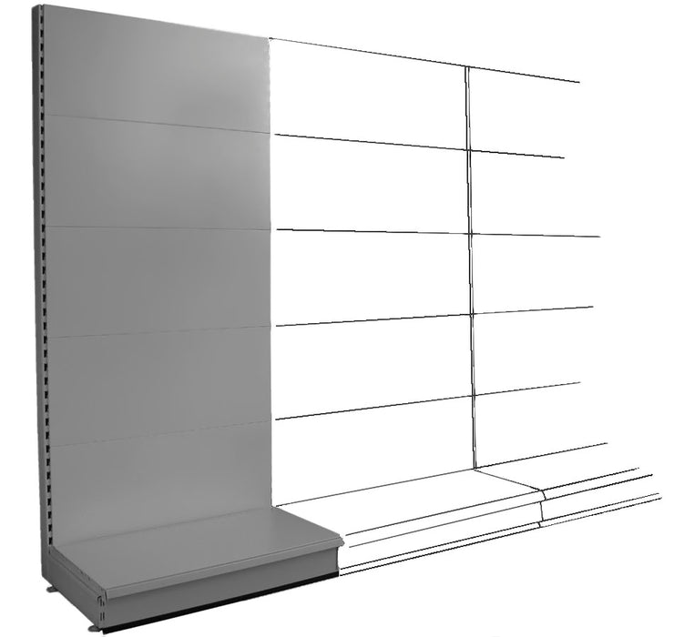S50 Add-on Wall Bay - Plain Back Panels, 57cm deep base, Silver,  Choice of widths & heights...