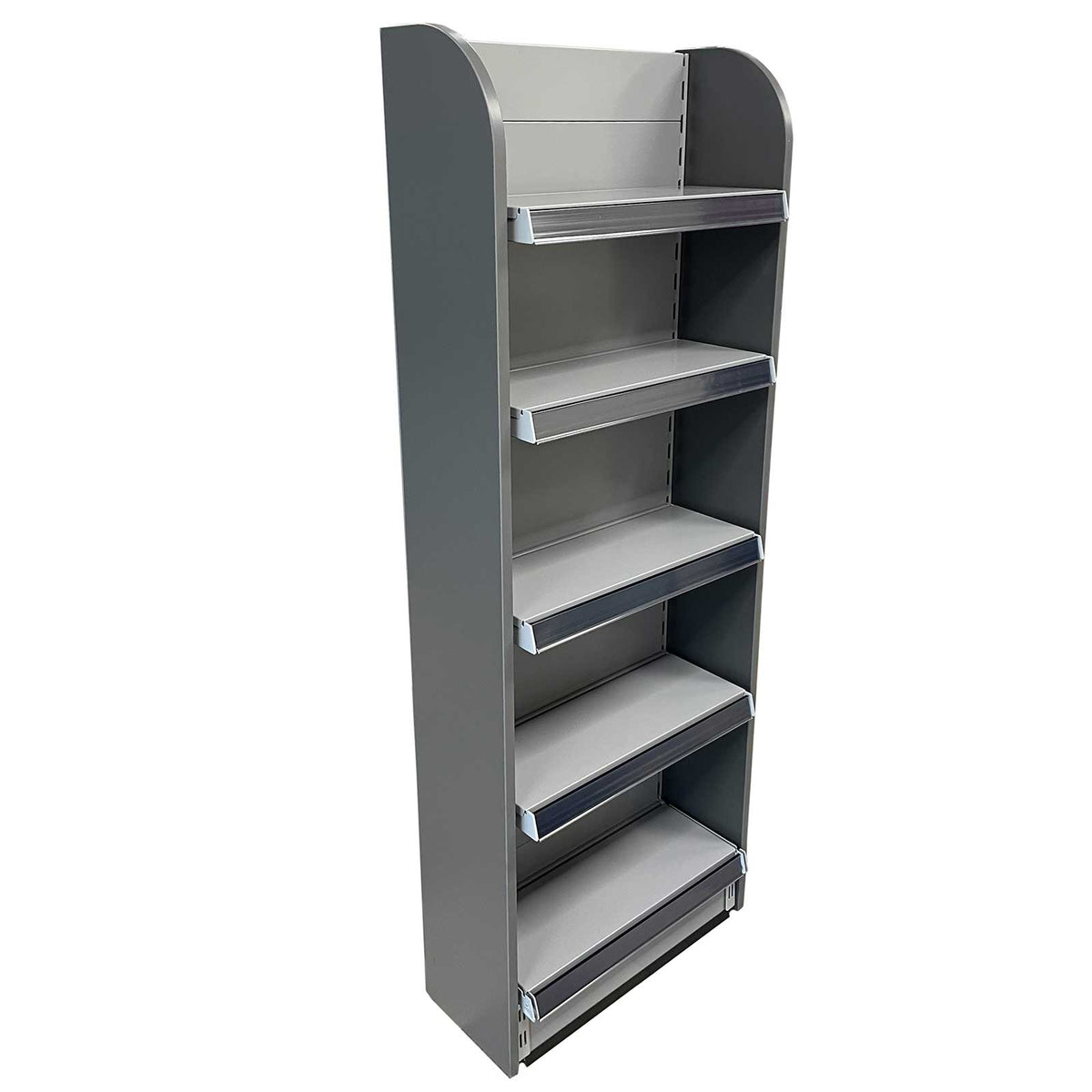 Promo End Unit 500 1.5m tall 5x Shelves 200mm Silver Grey with G — KAS Shopfittings