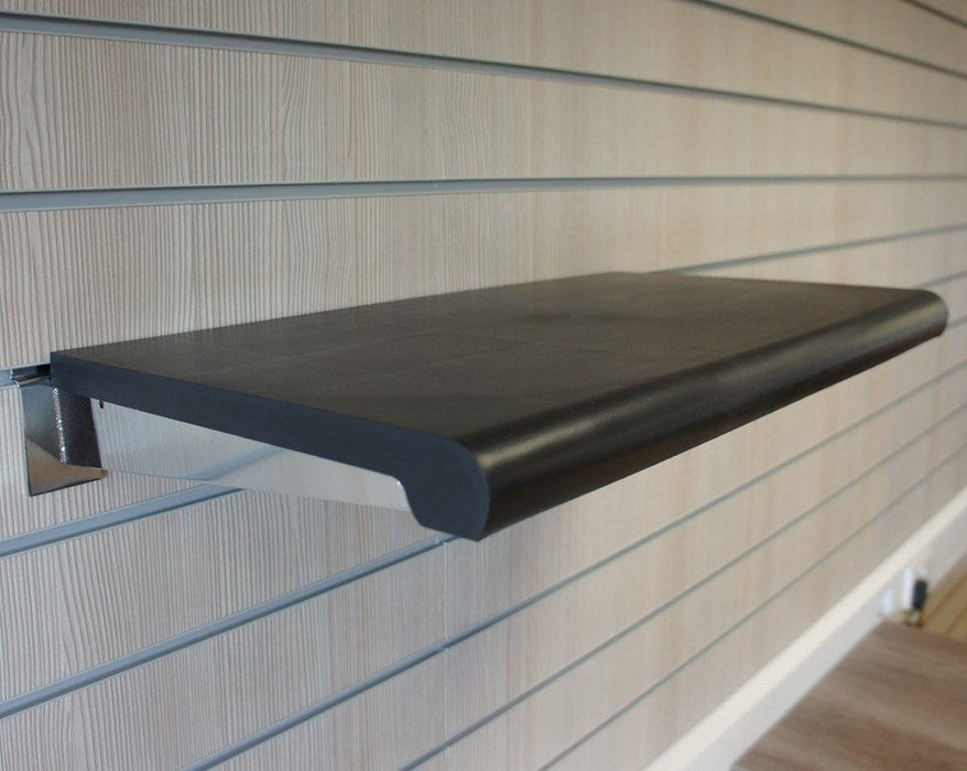 Black Bullnose Shelf for Slatwall - with brackets