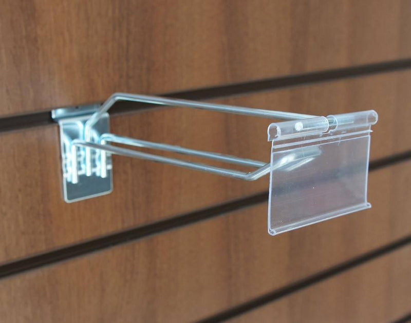 Euro Slat Hook with Overhead Arm for Price Ticket - Polished Zinc - 30cm