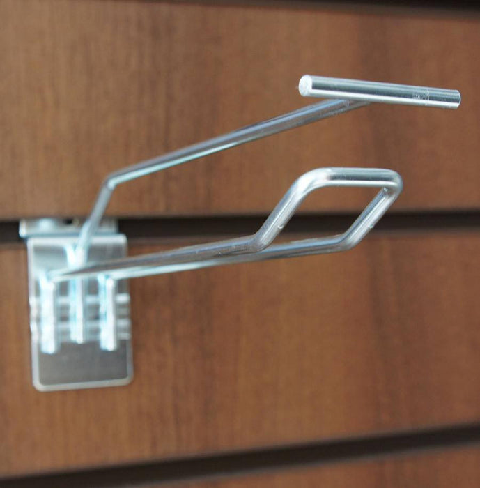 Euro Slat Hook with Overhead Arm for Price Ticket - Polished Zinc - 15cm