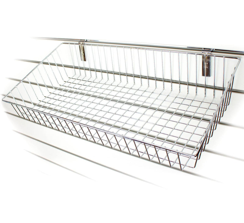 Large Sloping Wire Slatwall Basket - Chrome