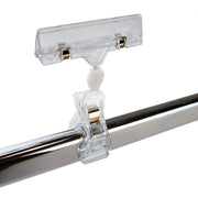 swivelling spring clip label holder 