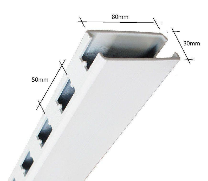 80x300 Example Shelving Column 80 x 30mm, lengths 1.4m to 3.0m, Jura White — KAS ...