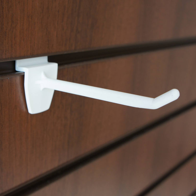 white plastic single prong slat hook